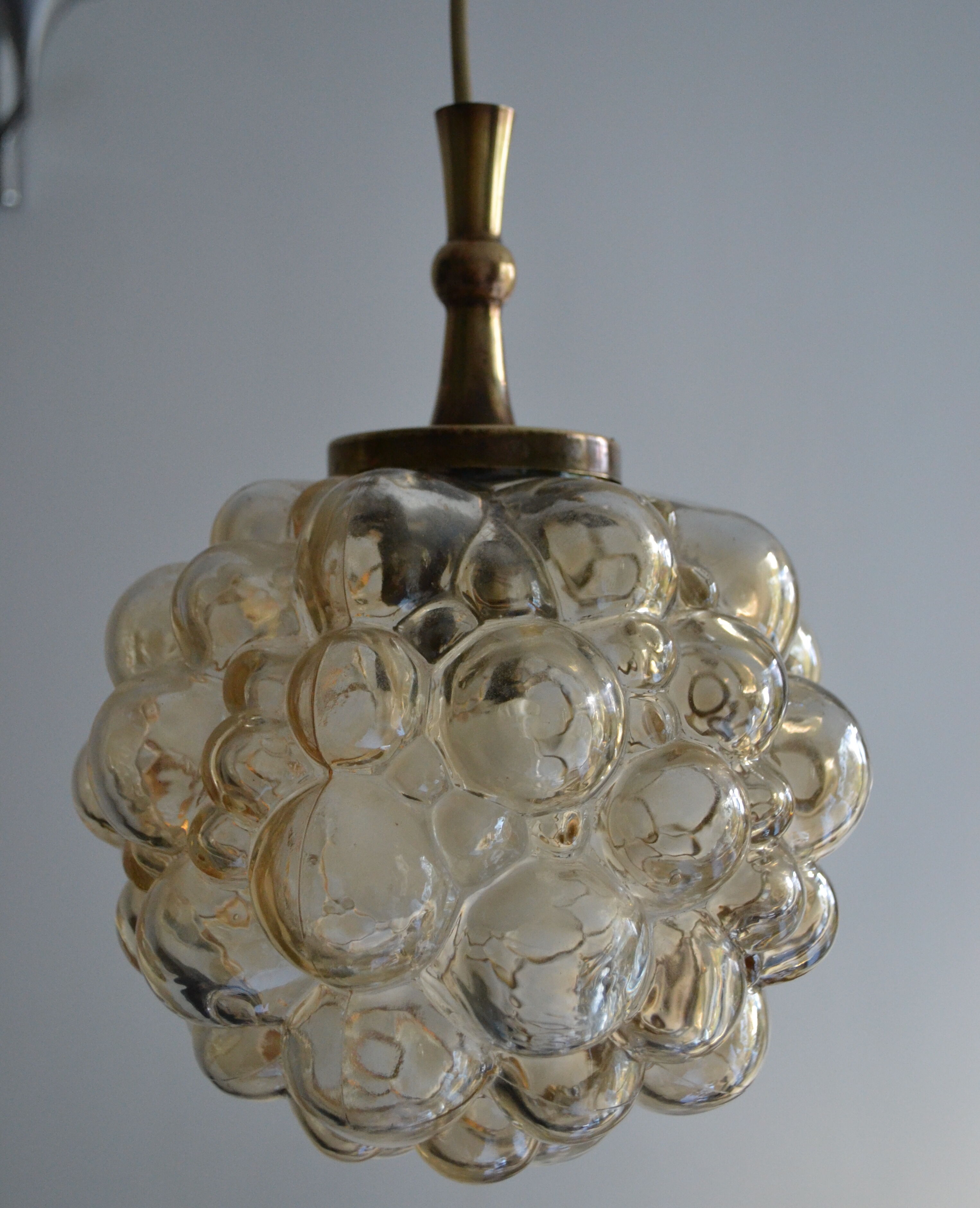Hanging Helena Tynell amber glass bubbles 60s