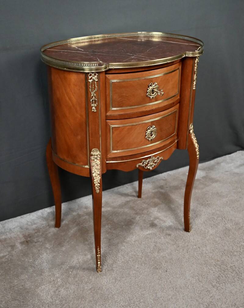 Small Kidney-Shaped Mahogany Chest of Drawers, Transition Style – Early 20th Century
