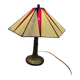Honsel Tiffany-style table lamp, cream and red glass shade, 1970s