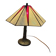 Honsel Tiffany-style table lamp, cream and red glass shade, 1970s