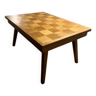 Table à manger en bois, années 60 - 70 style scandinave avec rallonges encastrées