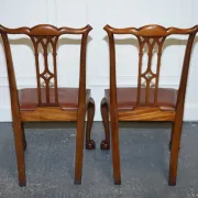 Chippendale Style Dining Chairs with Leather Seats, Set of 5