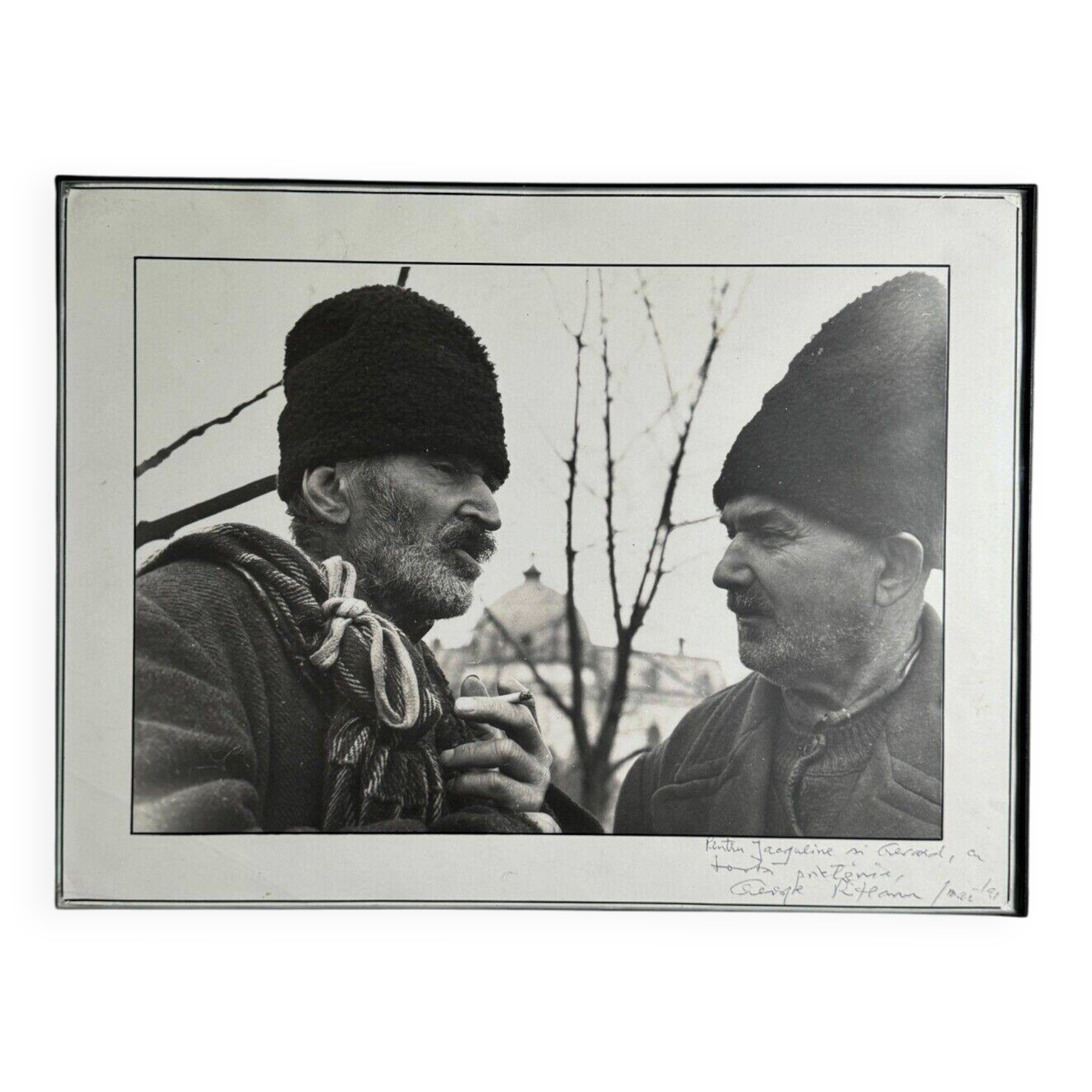 Artistic photo signed by Gheorge Rizeanu XXth 2 Romanian men