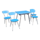 Blue formica set Jafae and its 4 vintage chairs, 70s
