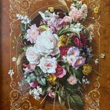 HSP painting "Still life with wild flowers" Trompe l'oeil with frame