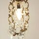 French antique small brass crystal & glass single light cage chandelier 3277