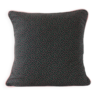 Coussin carré liberty noir et rose