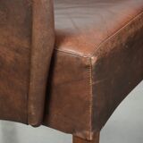 Set of 6  dining chairs/side chairs with armrests made of cow leather