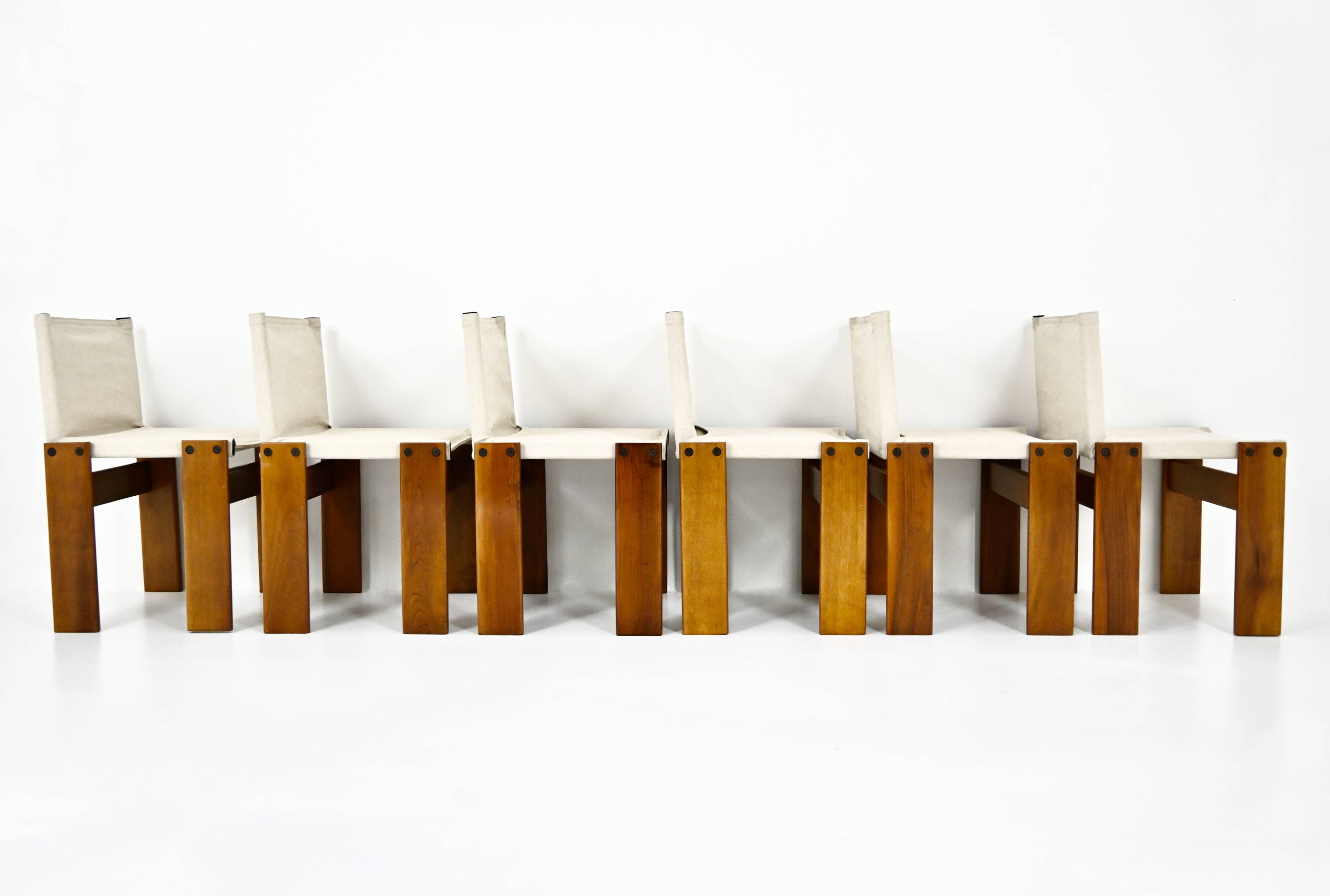 Set of 6 Monk Chairs by Afra & Tobia Scarpa for Molteni, 1970s