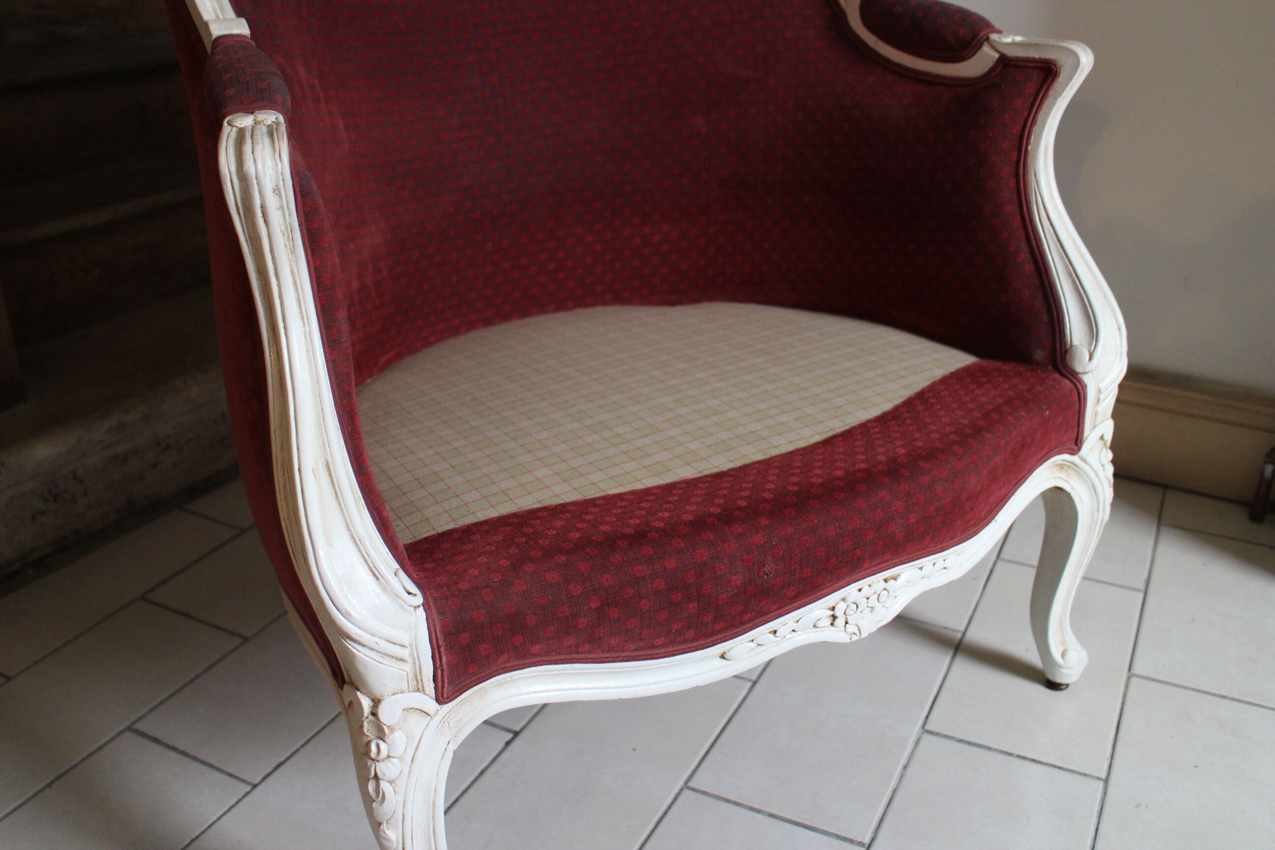 Louis XV style armchair patinated white