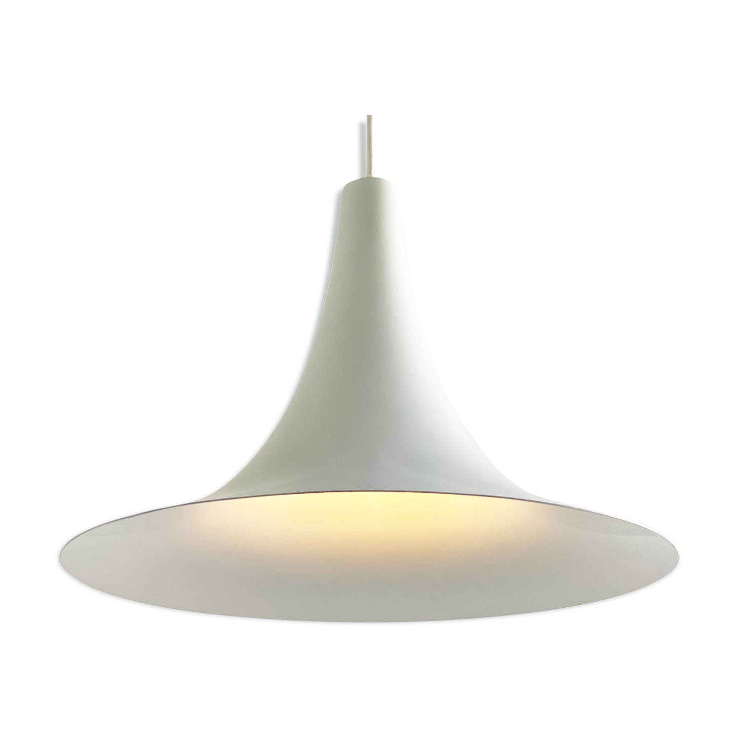 White vintage witch hat / trumpet hanging lamp