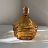 Vintage Bohemian orange crystal sugar bowl/candy dish