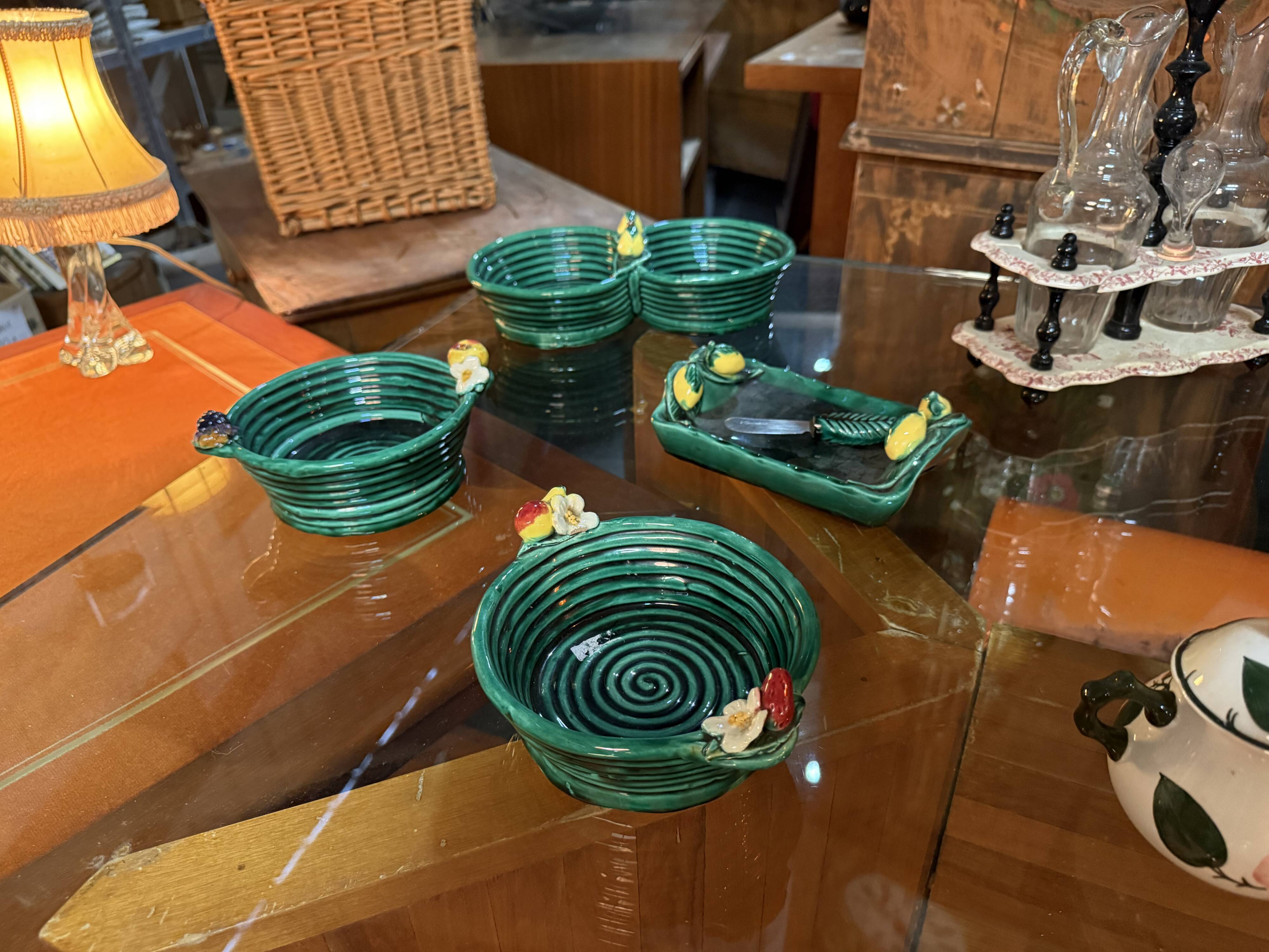 Fruit bowl and butter dish set in Vallauris.