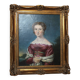 Elegant 19th-Century Portrait of a Lady – Oil on Canvas, Gilded Frame