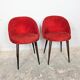 Pair of vintage 1960s cocktail chairs in red velvet.