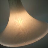 large 1970s glashuette limburg PENDANT LIGHT white opaline bubble glass trumpet-shaped shade P283 42