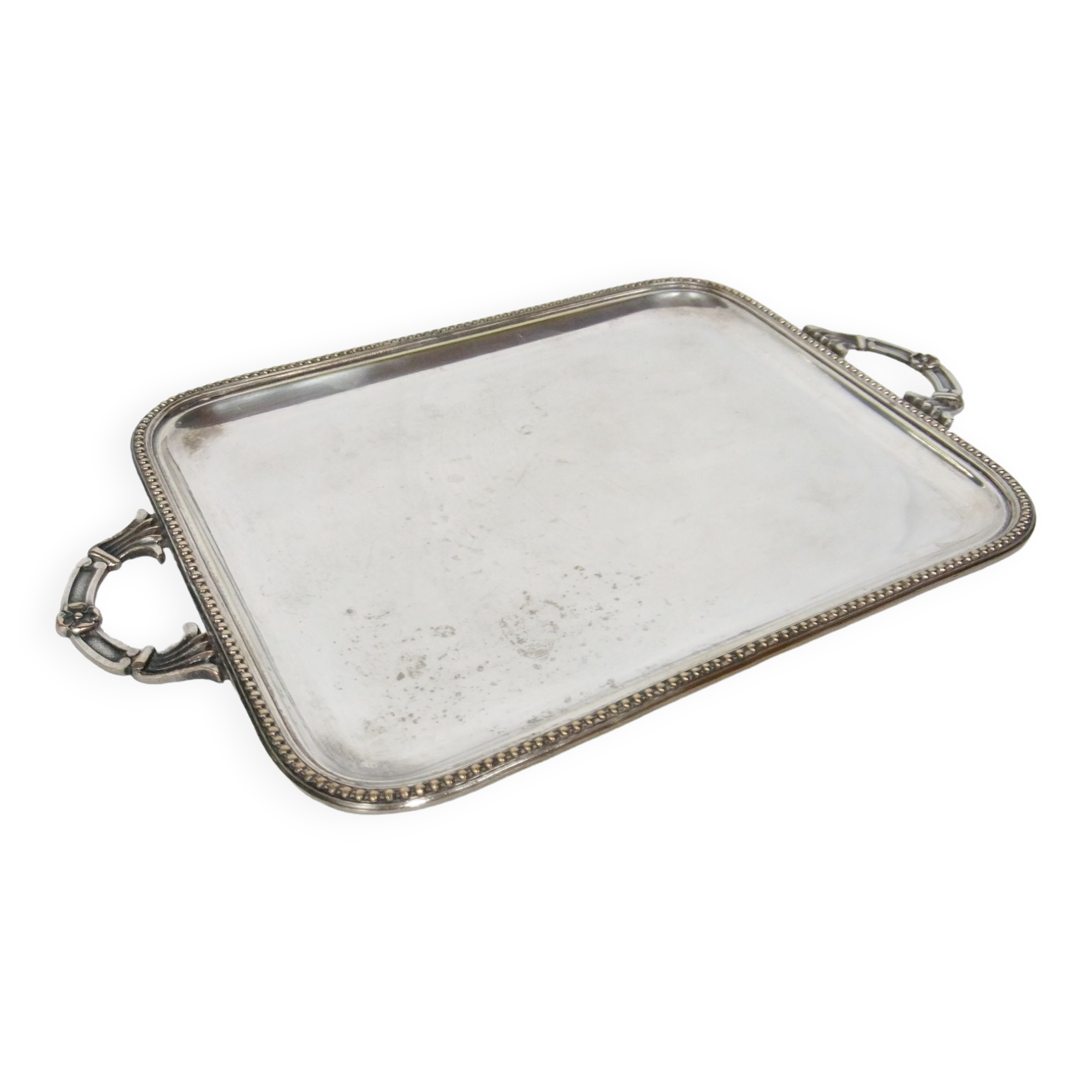 Serving tray with liqueur or other silver metal old art nouveau hallmark