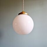 Art Deco pendant light in white opaline, 1920s-30s
