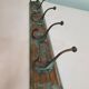 Wooden school coat rack with cast iron hooks