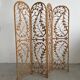 Vintage Four-part Rattan Peacock Screen, Room Divider, 1950s