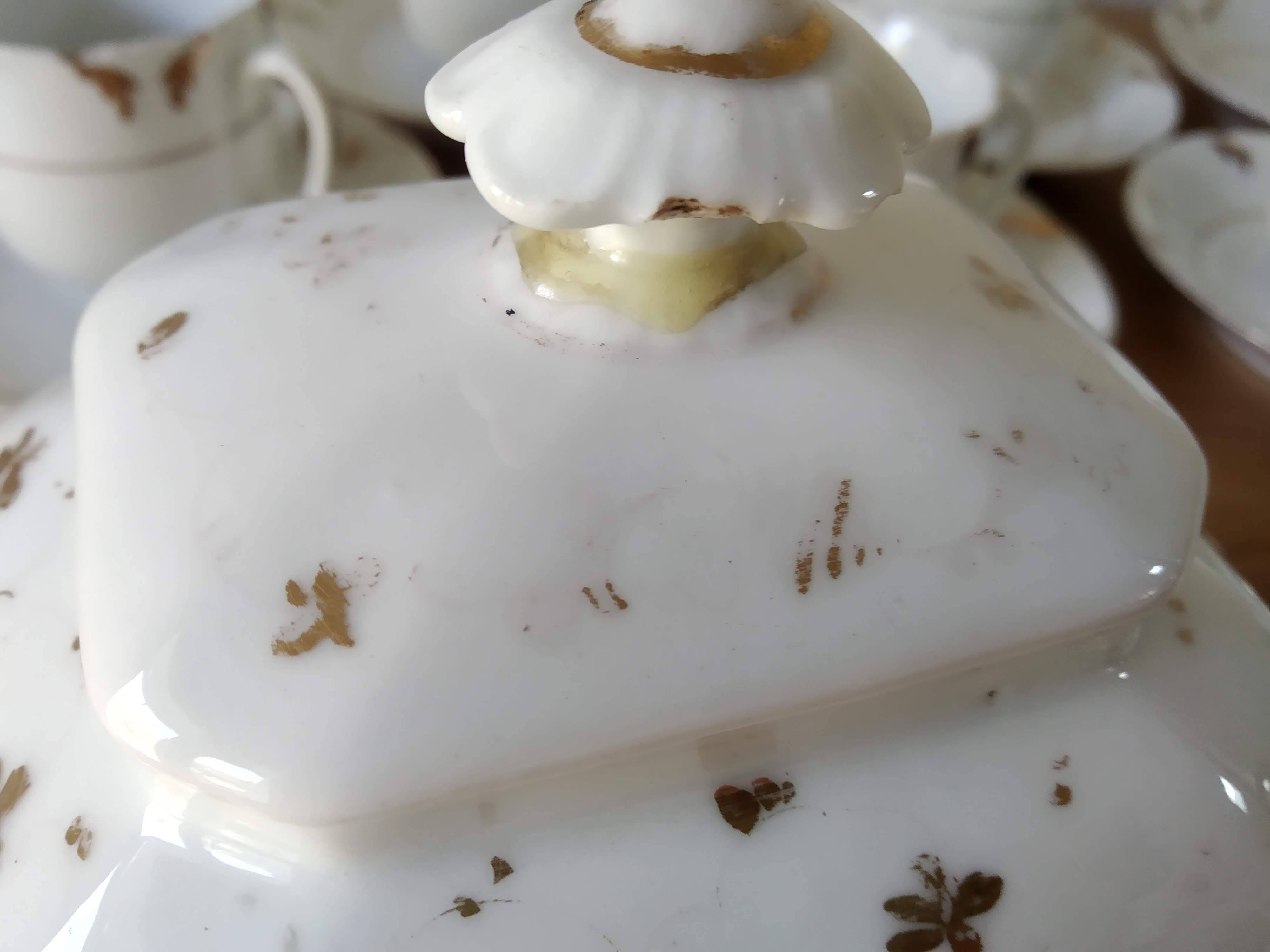 Coffee cups and sugar bowl, Old Paris Empire porcelain, Vve BARES