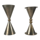Rare pair of bell and candlestick in the shape of an hourglass, postmodern style - Memphis in metal, 1980.