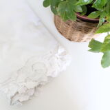 Antique cotton and linen sheet, flower embroidery, rare, 190 x 190