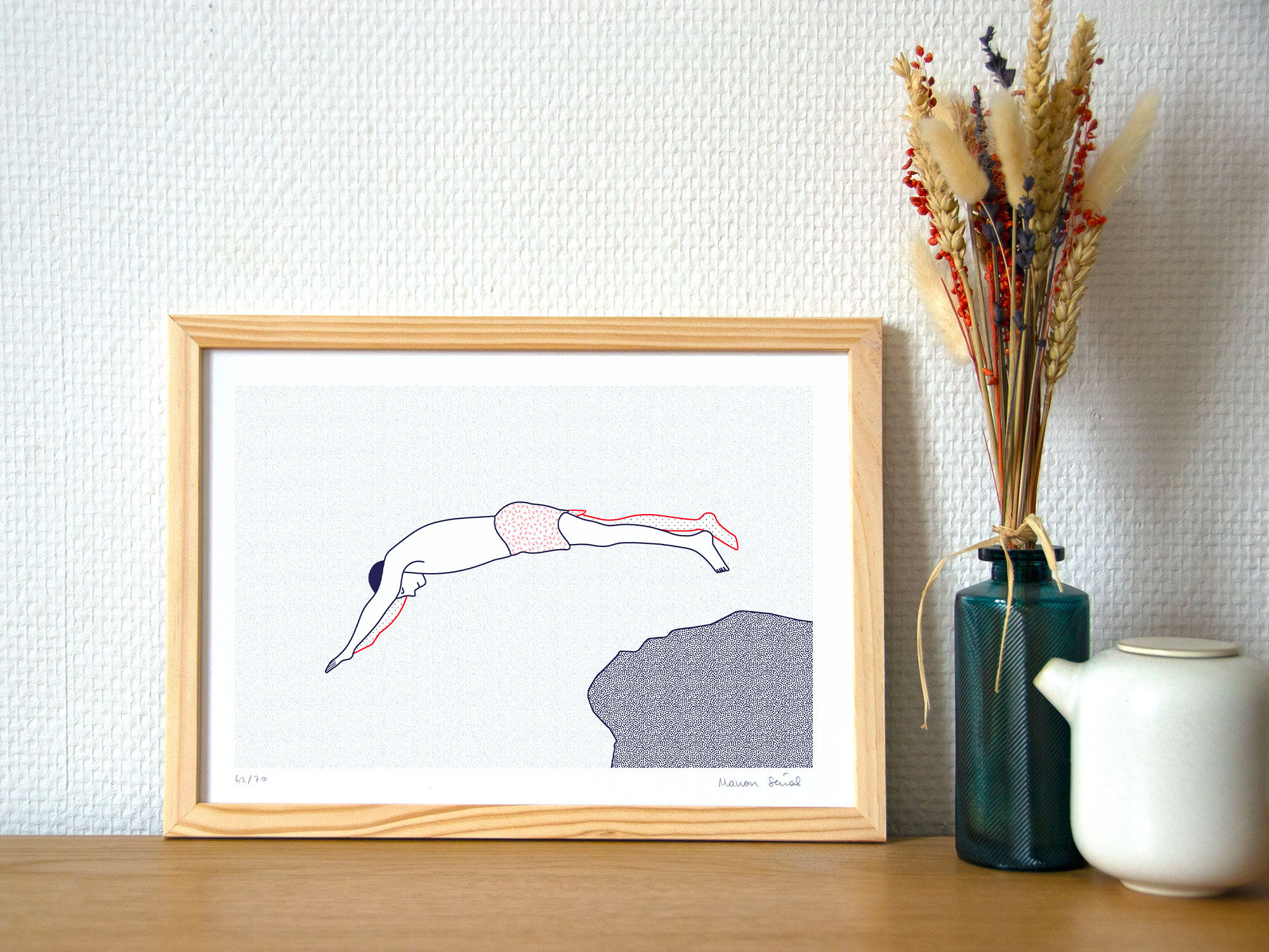 Illustration A4 naiade no. 6/8 brittany bather sea