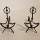 Pair of modernist wrought iron fire dogs