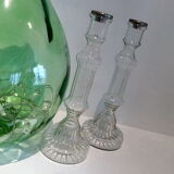 Duo of glass candle holders