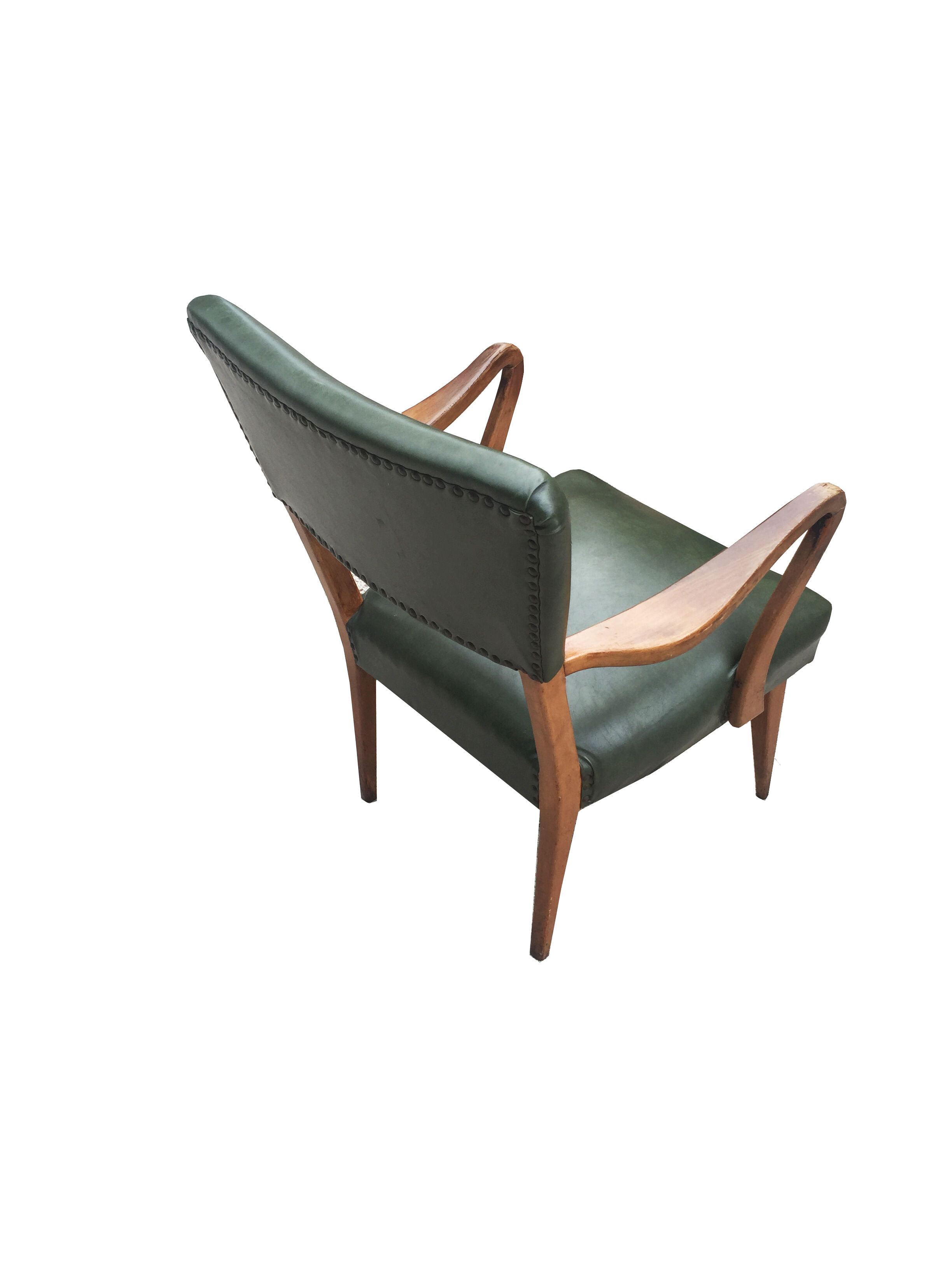 Fauteuil bas  en skaï vert bouteille