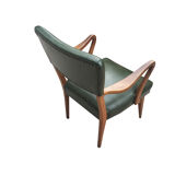 Chair low eighties in bottle green leatherette
