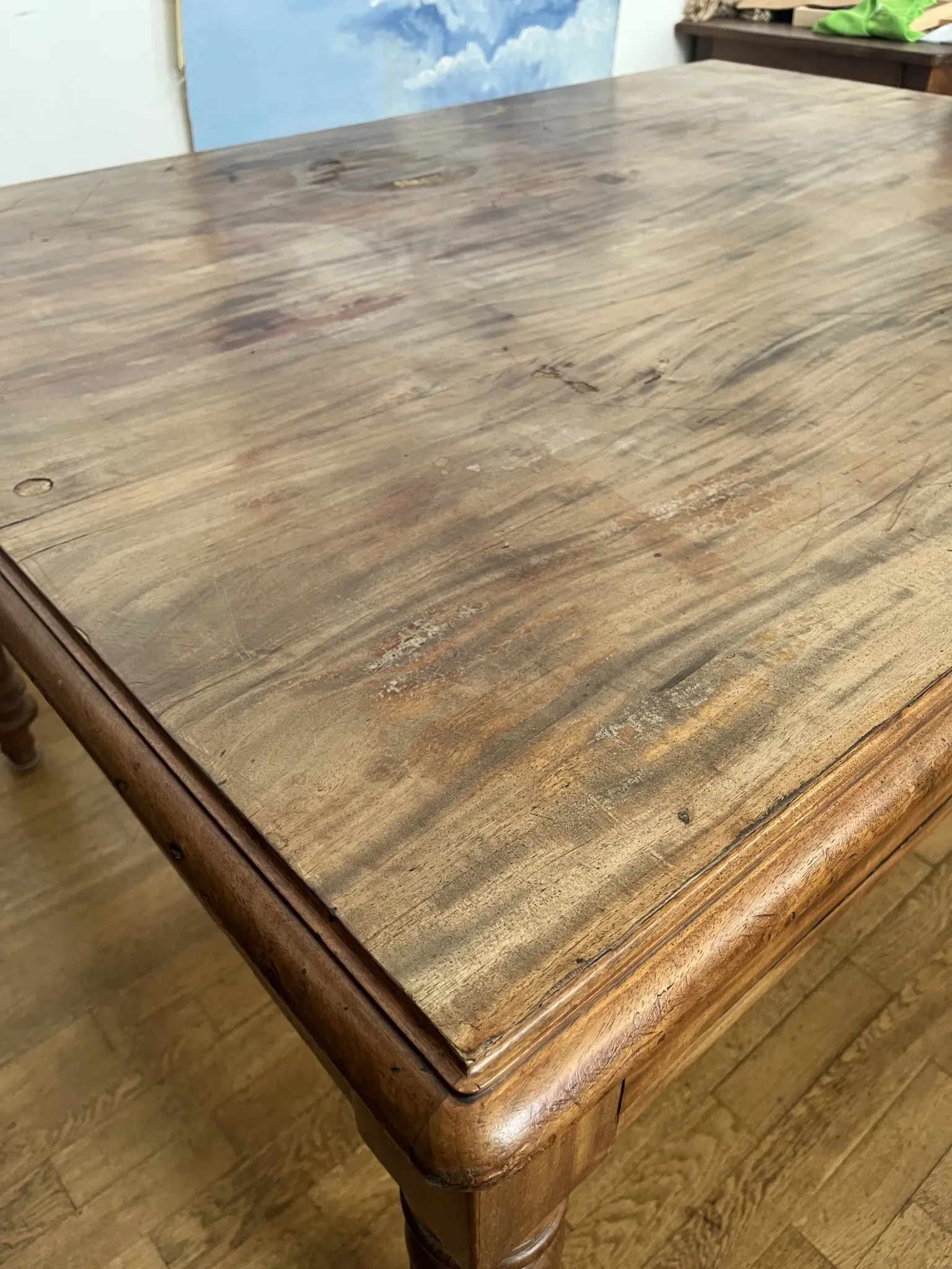 Large antique desk made of solid wood