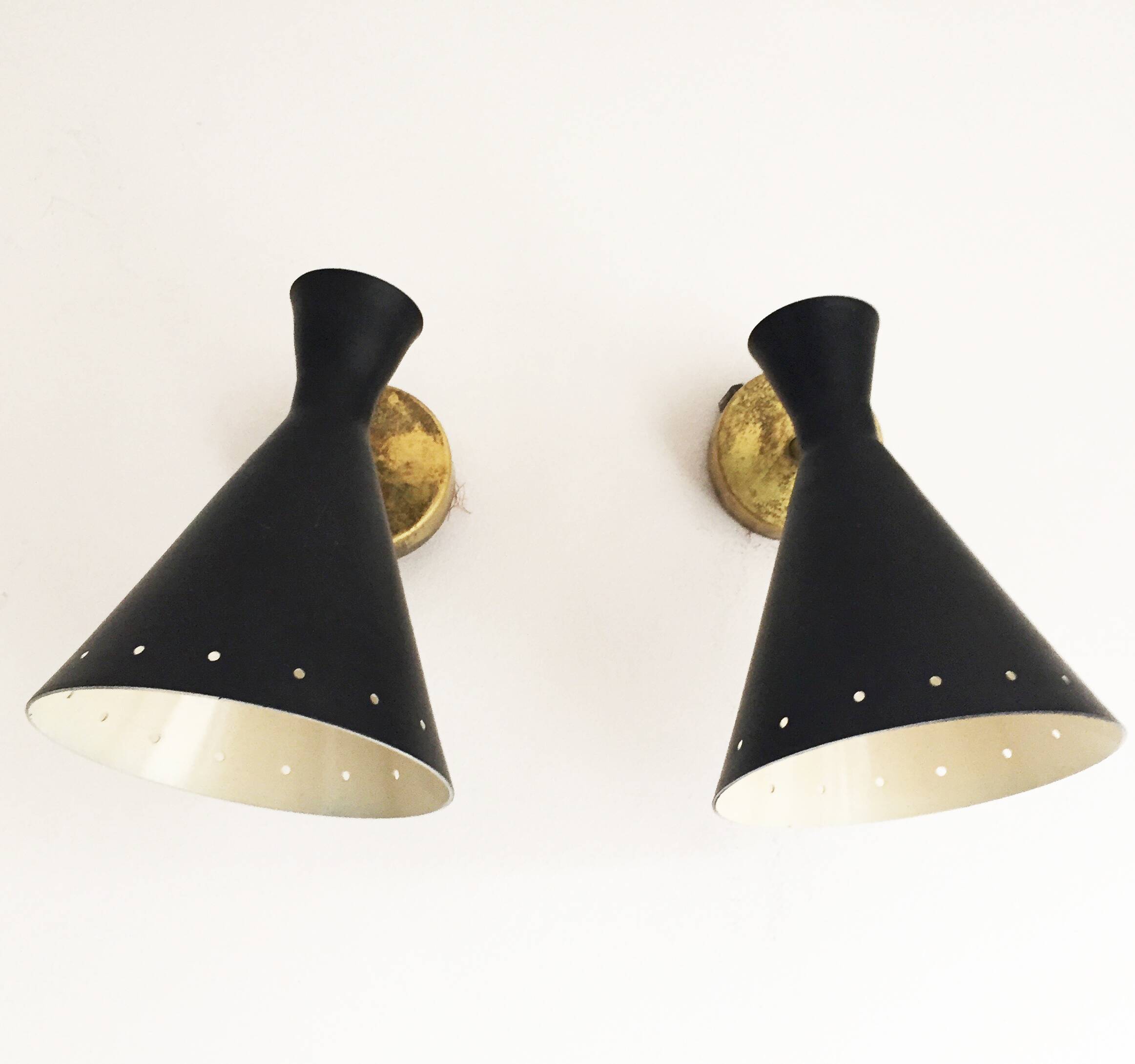 Suite of 4 Italian design wall lights 1950