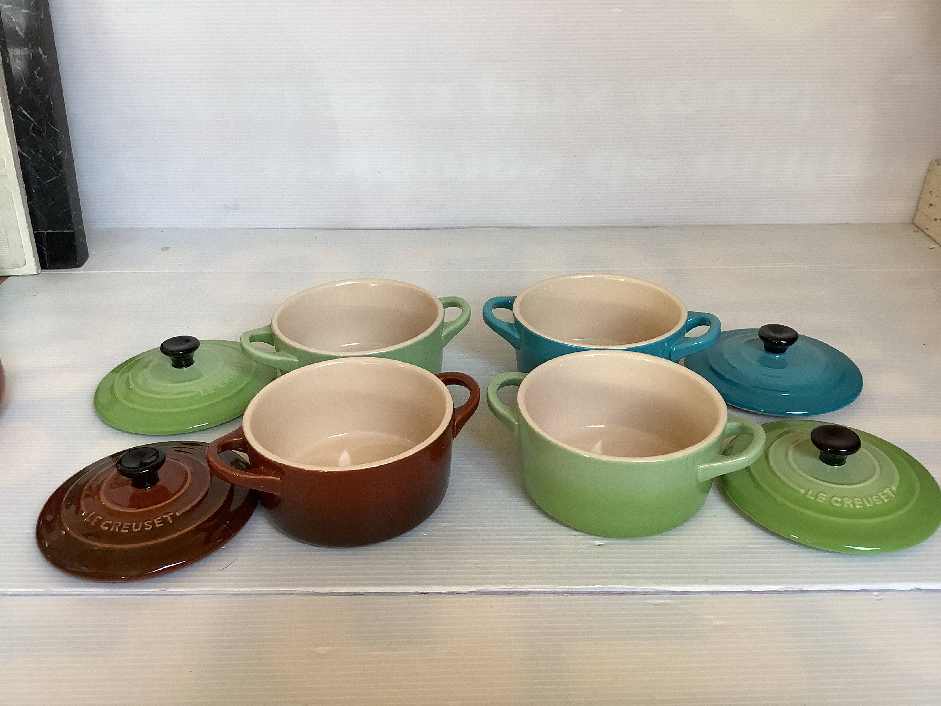 Four mini cocotte ramekins Le Creuset