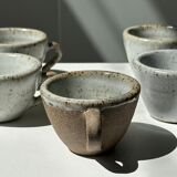 Set of 5 Indonesian ceramic handle coffee cups
