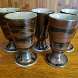 Set of 5 glazed stoneware mazagrans