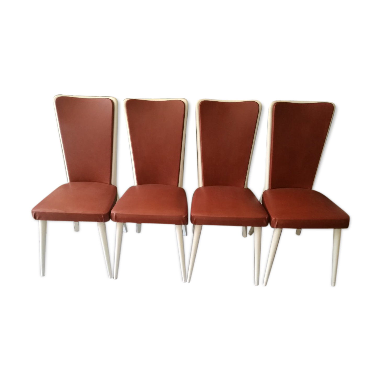 Rare vintage feet compass leatherette chairs 4