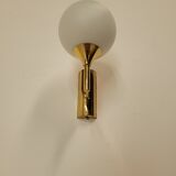 Pair of vintage wall lights in brass and glass from the 70s