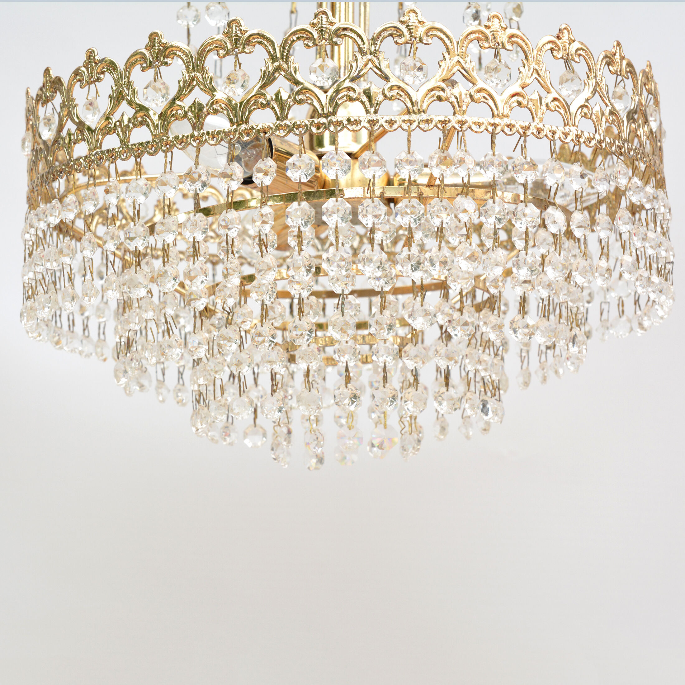 Lustre en cristal style Hollywood Regency Kamenickô 'enov, Tchécoslovaquie, années 1970