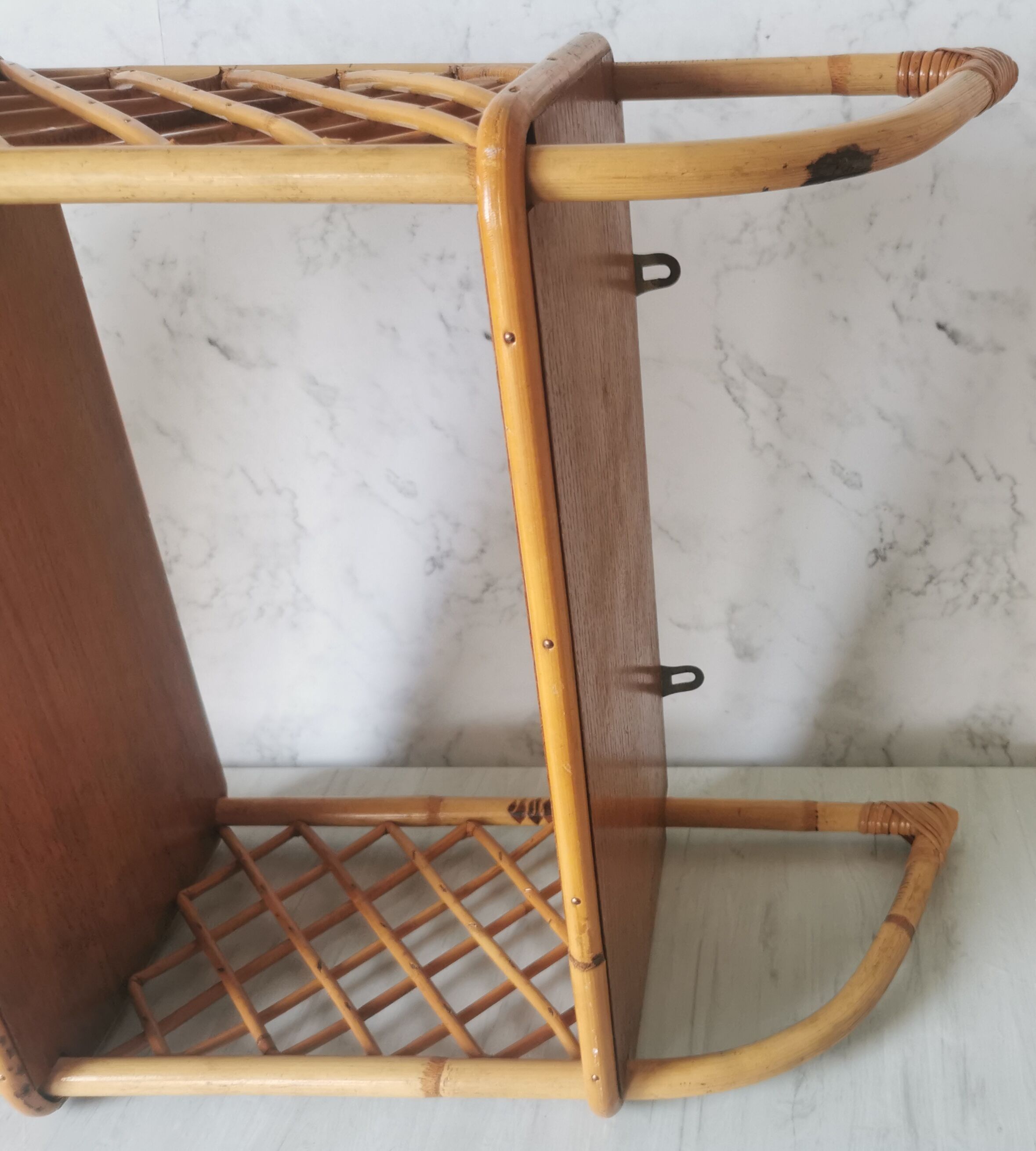 Vintage rattan wall shelf