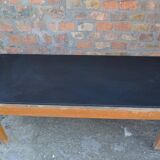 1960s brown wooden coffee table with integrated black top - Mid-Century style
