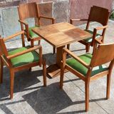 Bridge table and armchairs x 4