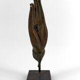 Patinated Bronze Buddha Hand, mounted on a Base, Thailand, 20th Century