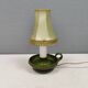 Small ceramic table lamp with beautiful green glaze and original shade, 70s