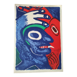 Blue and red monsters, hand-signed numbered lithograph, Bengt Lindström