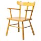 Danish organic armchair in solid birch, curved backrest, 1950s design.