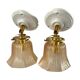 Pair of vintage sconces in electrified gold chiseled glass