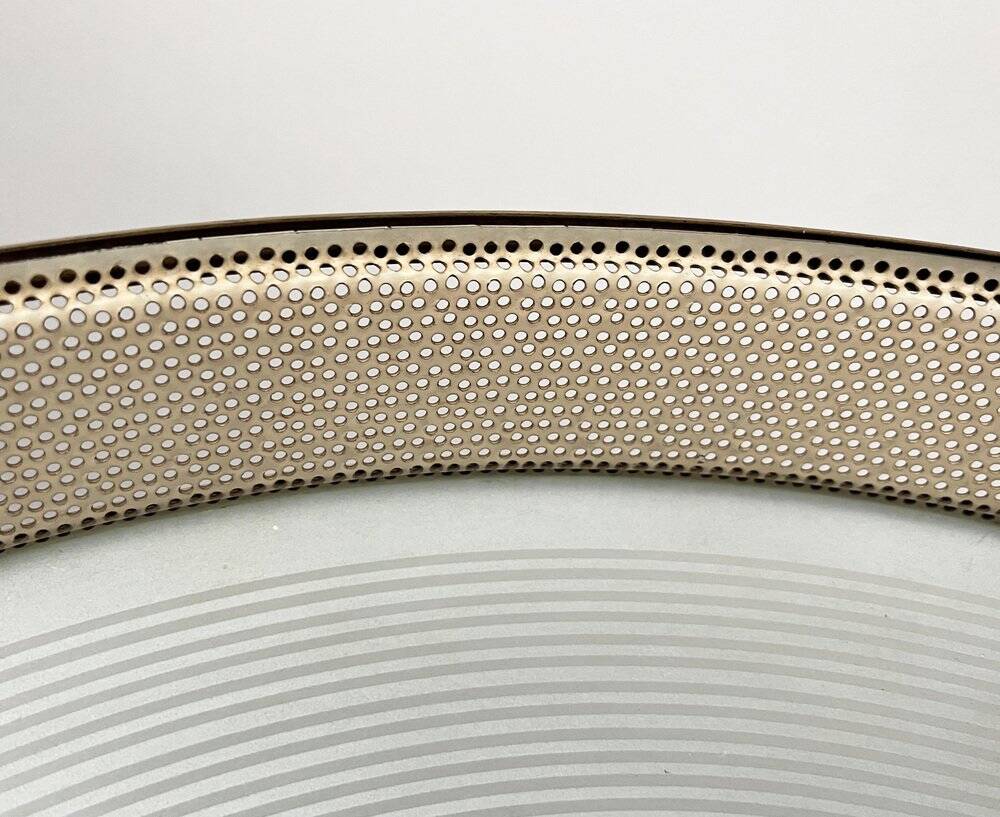 Metal ceiling pendant lamp, made of glass and metal, German mid-century modern style, 1960s.