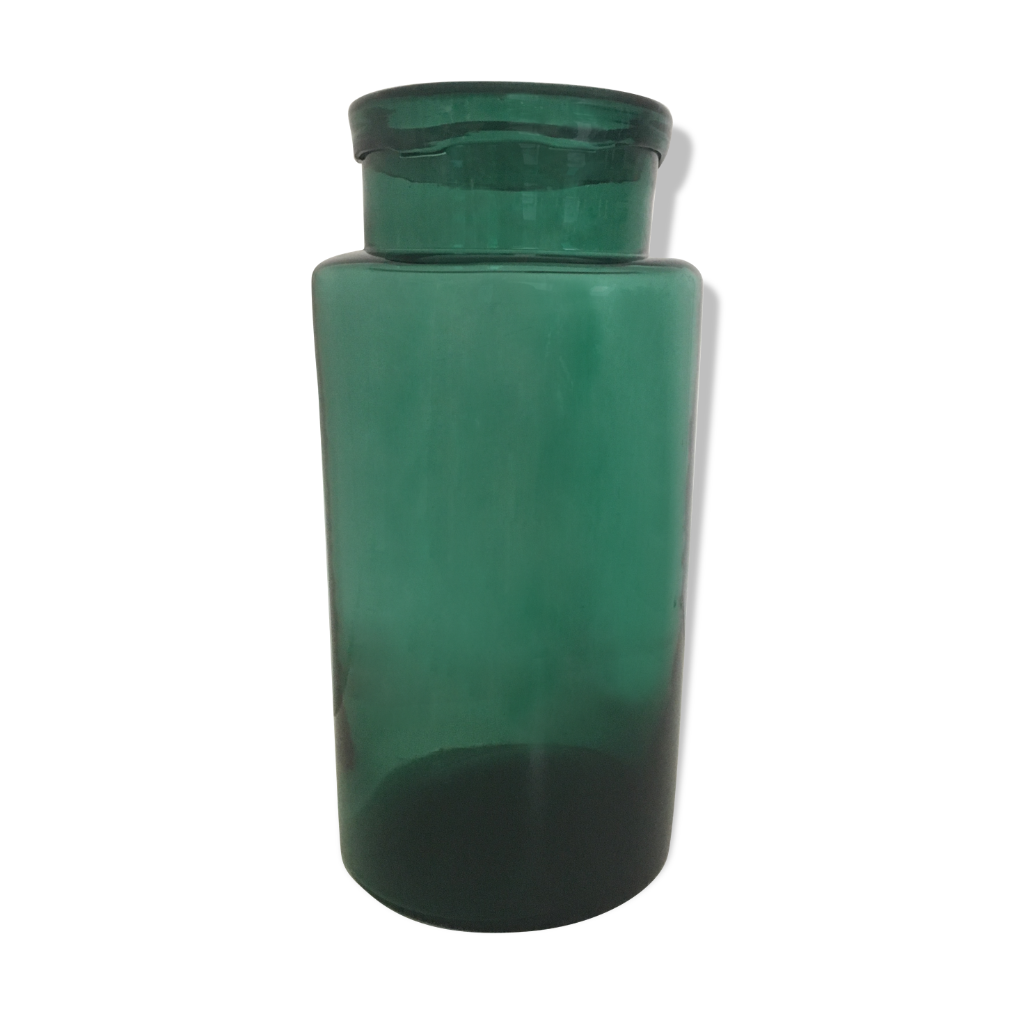 Old breath green glass apothecary jar